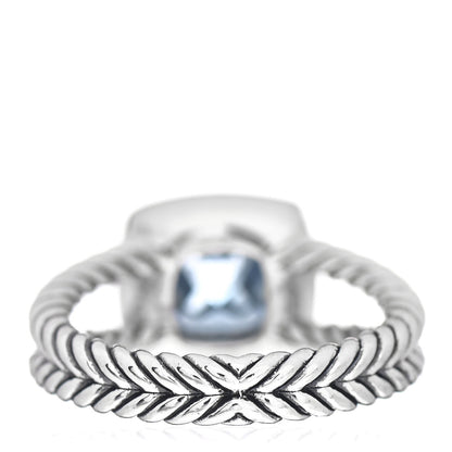David Yurman Sterling Silver Diamond Blue Topaz 7mm Petite Albion Ring 54 7 4 of 5