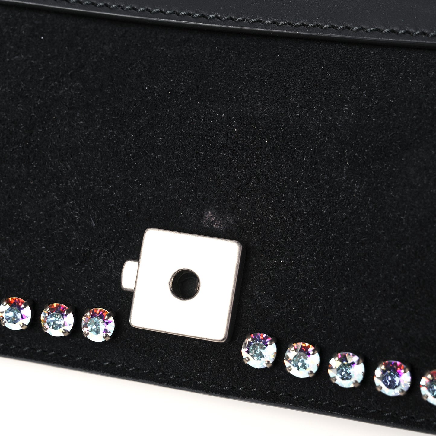 Suede Crystal Small Dionysus Shoulder Bag Black