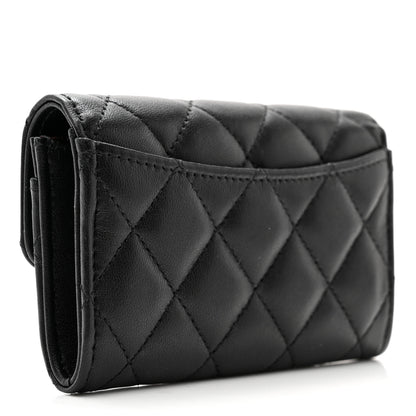 Chanel Lambskin Quilted Flap Card Holder Wallet Black 3 of 9
