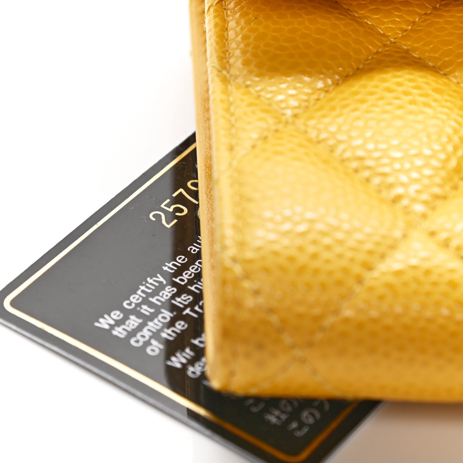 Chanel Caviar Quilted Compact Flap Wallet Yellow 5 of 5