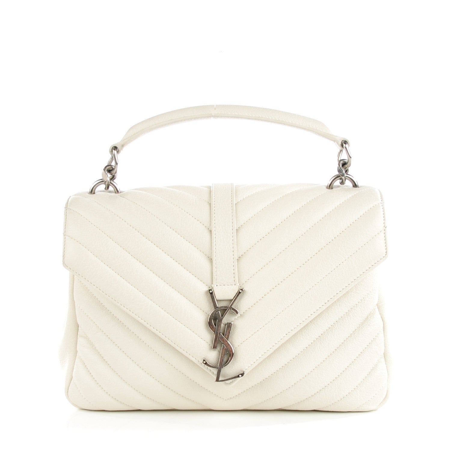 Saint Laurent Sheepskin Matelasse Medium College Monogram Bag Dove White 1 of 10