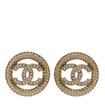 Chanel Crystal CC Vendome Round Earrings Gold 1 of 4
