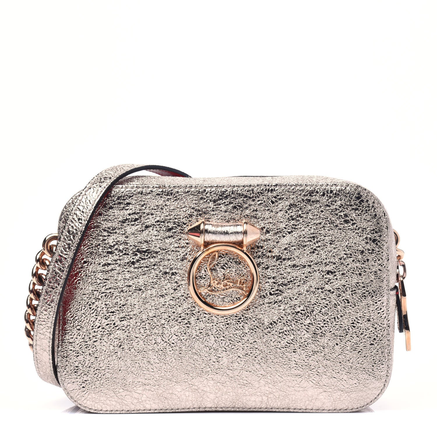 Christian Louboutin Metallic Crinkled Nappa Mini Rubylou Platine 1 of 14