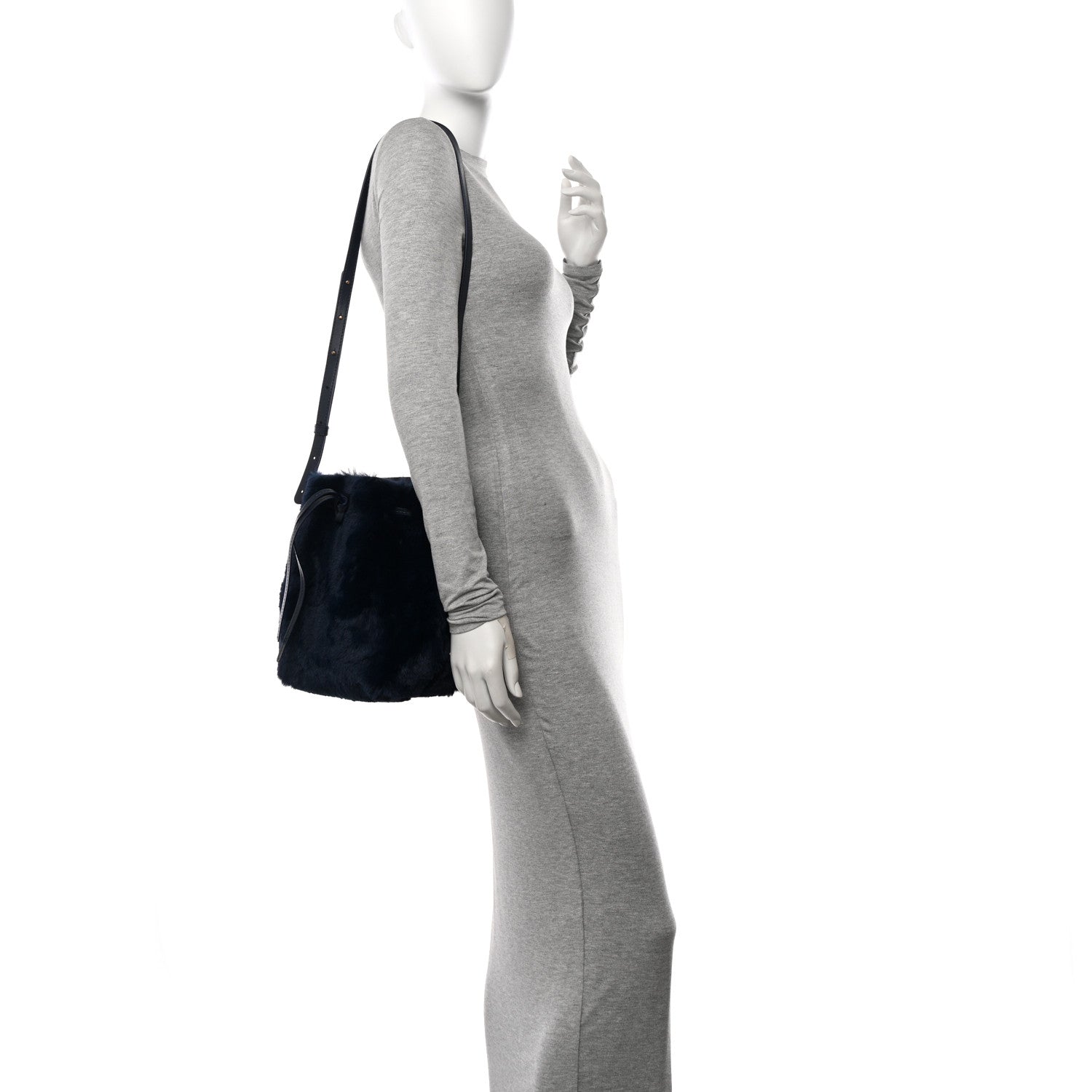 Mansur Gavriel Faux Fur Mini Bucket Bag Blueberry 2 of 10