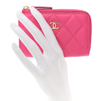 Chanel Caviar Quilted Zipped Key Holder Case Pink 2 of 8