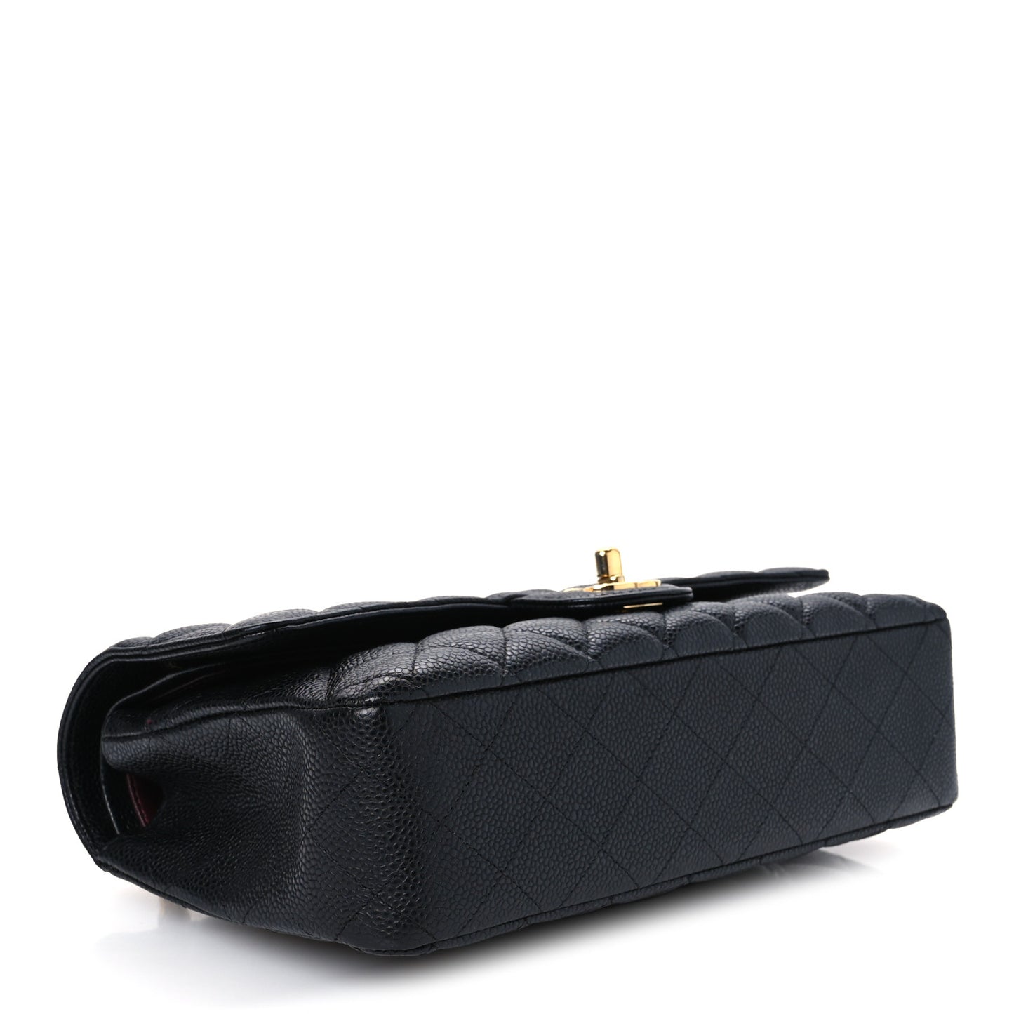 Caviar Quilted Medium Double Flap Black