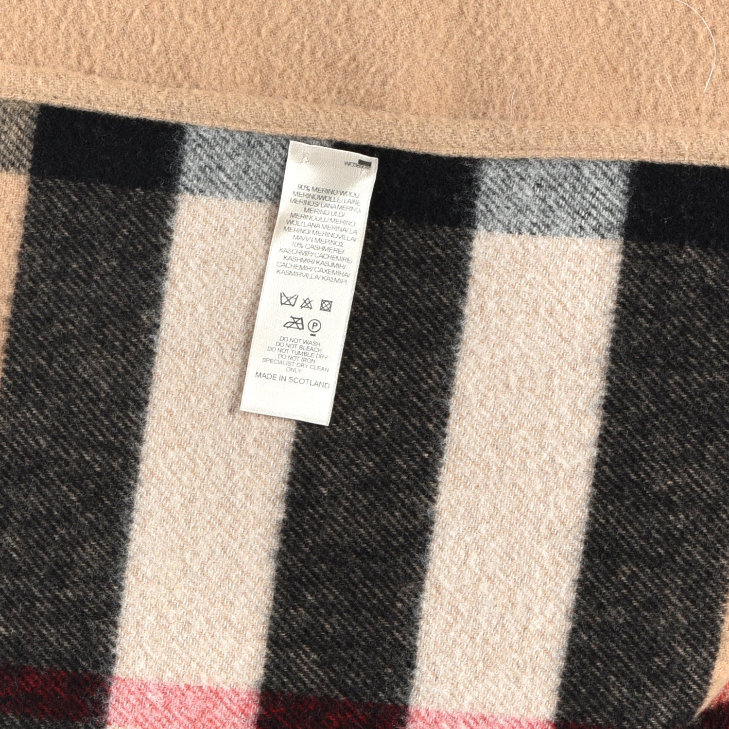 Burberry Merino Wool Cashmere Check Collette Cape Scarf Camel 3 of 3