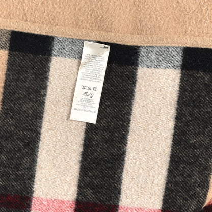 Burberry Merino Wool Cashmere Check Collette Cape Scarf Camel 3 of 3