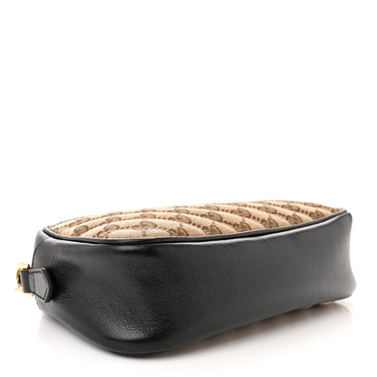 Gucci Monogram Matelasse Diagonal Small GG Marmont Chain Shoulder Bag Beige Black 4 of 10