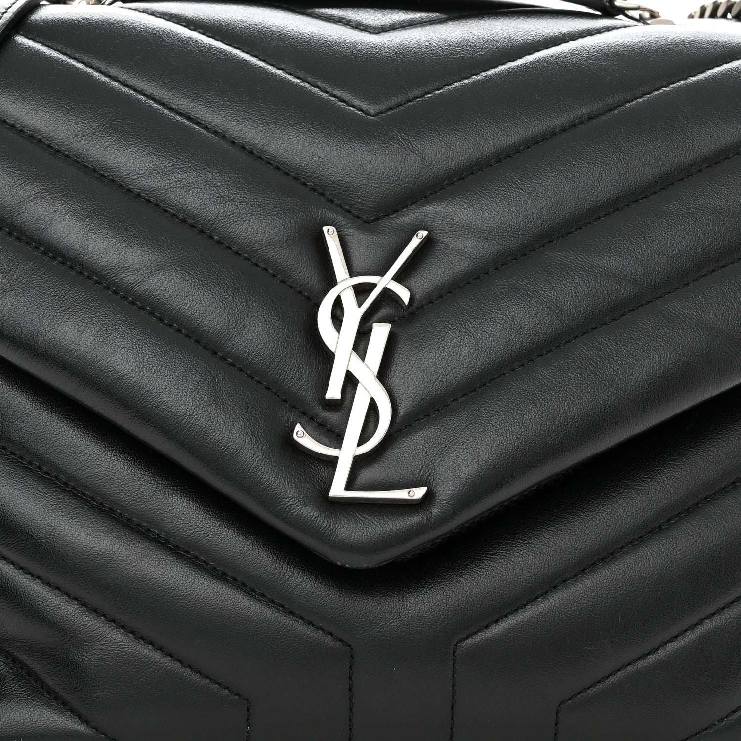 Saint Laurent Calfskin Y Quilted Monogram Medium Loulou Chain Satchel Black 9 of 11