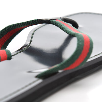 Gucci Nylon Calfskin Web Womens Thong Sandals 39.5 Green Red Black 12 of 12