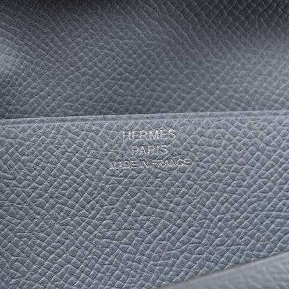 Hermes Epsom Bi-Color Bearn Gusset Wallet Lime Bleu Lin 11 of 14