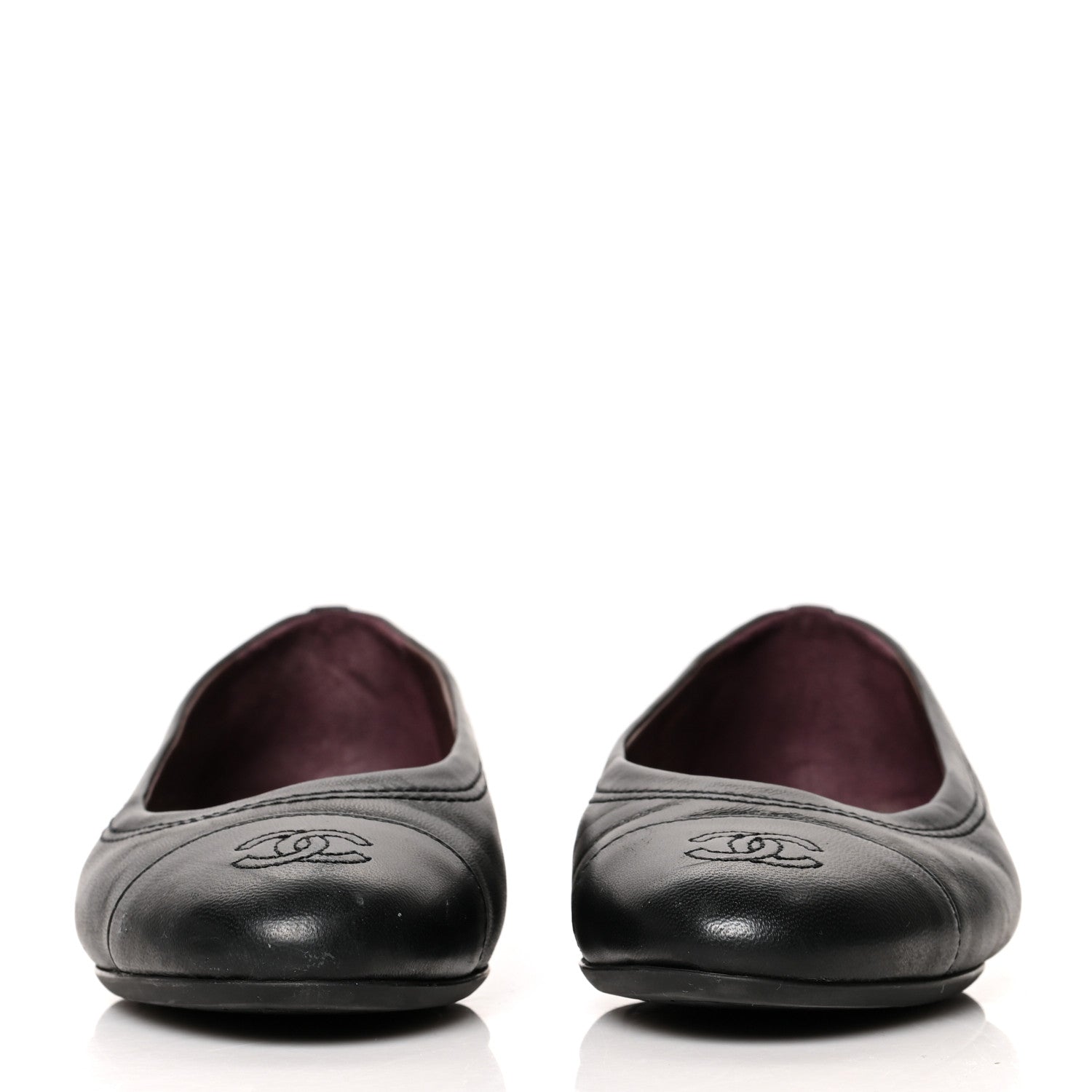 Chanel Lambskin Cap Toe Uniform Ballerina Flats 37.5 Black 2 of 9