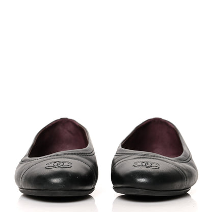 Chanel Lambskin Cap Toe Uniform Ballerina Flats 37.5 Black 2 of 9