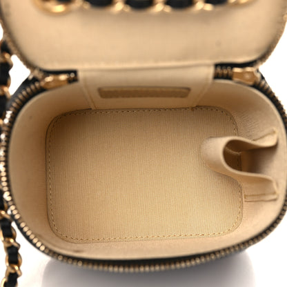 Chanel Lambskin Quilted Mini Pearl Crush Vanity Case With Chain Black 5 of 10