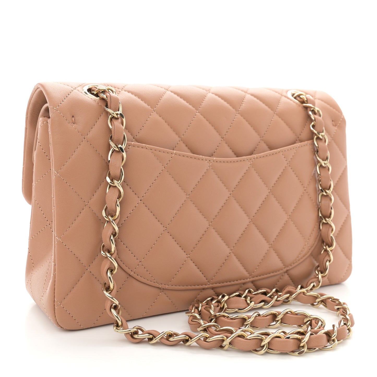 Lambskin Quilted Small Double Flap Brown