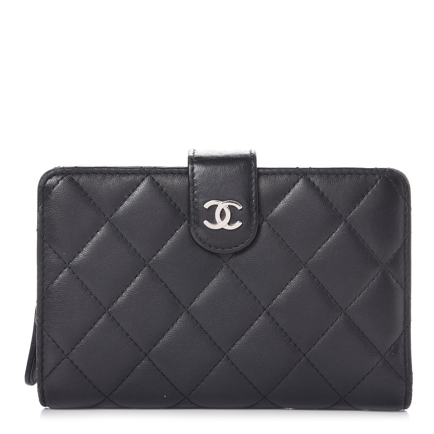 Chanel Lambskin Quilted Zipped Pocket Wallet Black 1 of 8