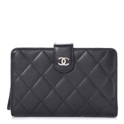 Chanel Lambskin Quilted Zipped Pocket Wallet Black 1 of 8
