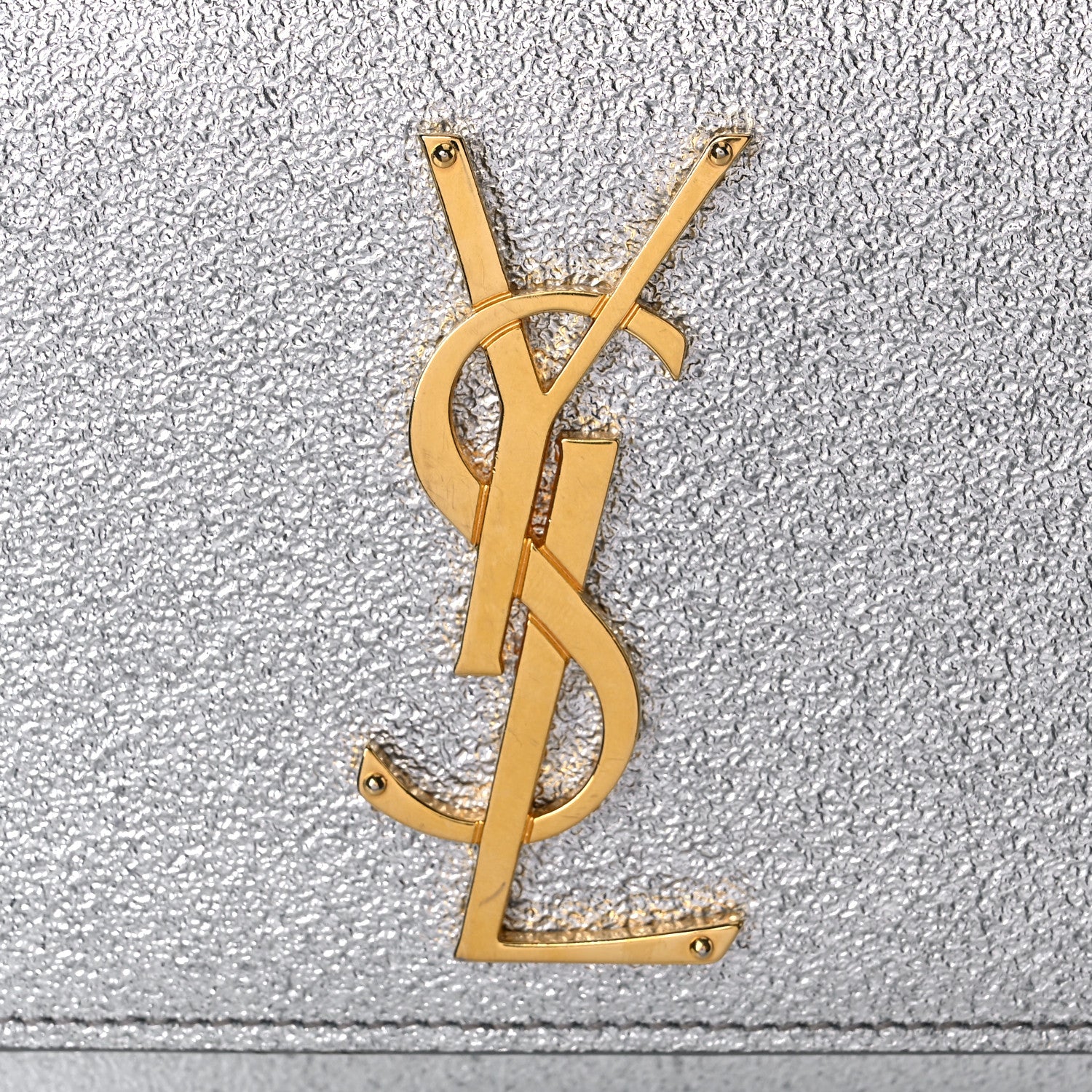 Saint Laurent Metallic Calfskin Small Classic Monogram Kate Satchel Platine 10 of 10