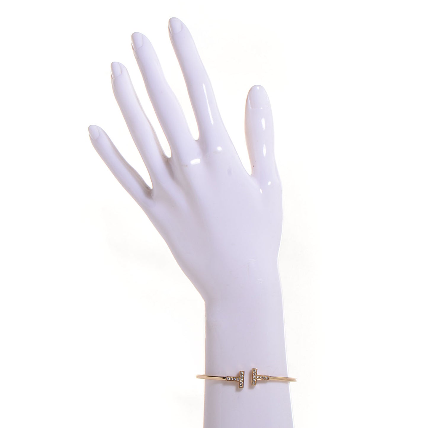 18K Yellow Gold Diamond T Wire Bracelet