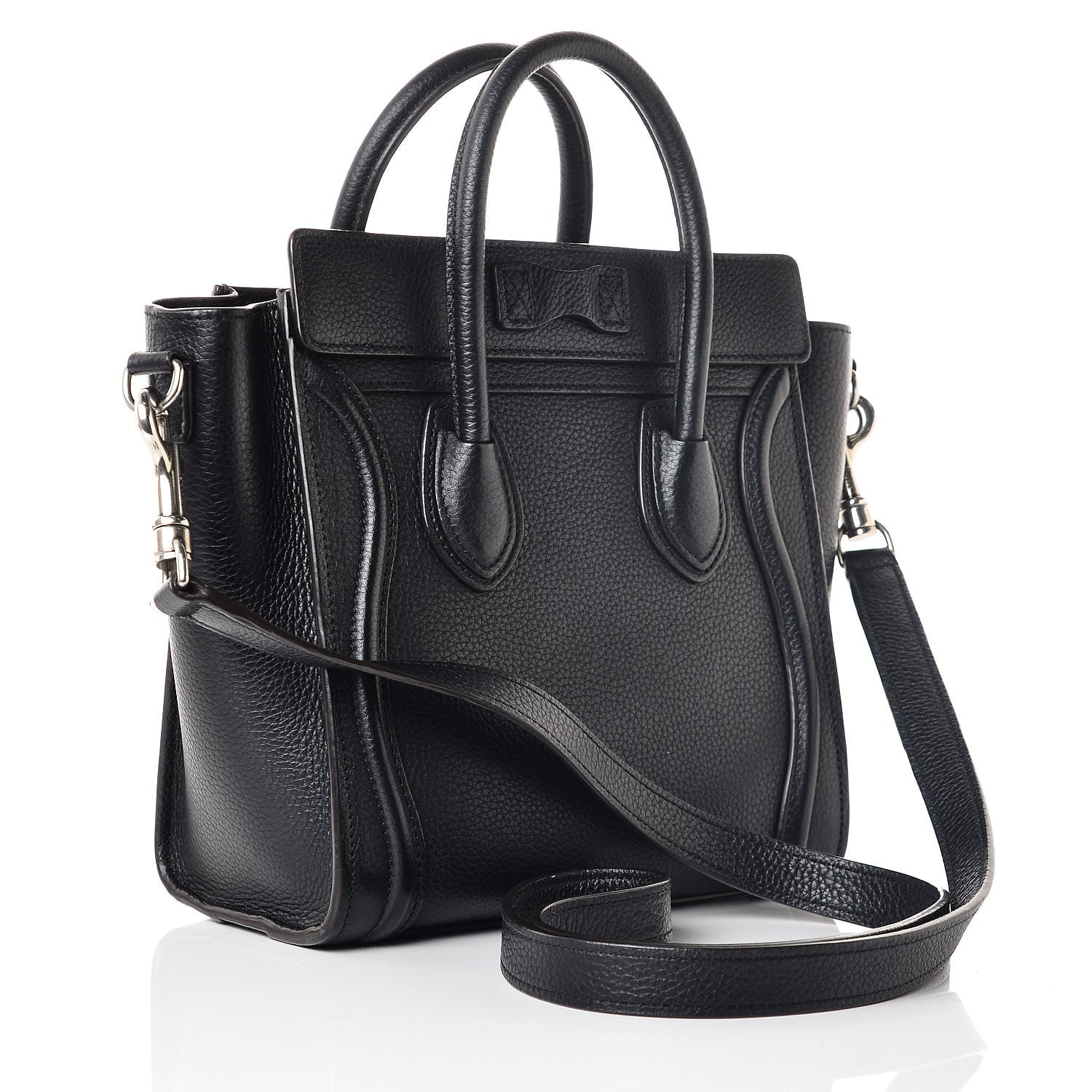 Celine Drummed Calfskin Nano Luggage Black 3 of 5