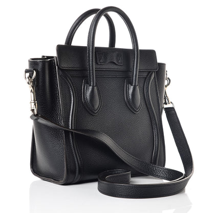 Celine Drummed Calfskin Nano Luggage Black 3 of 8
