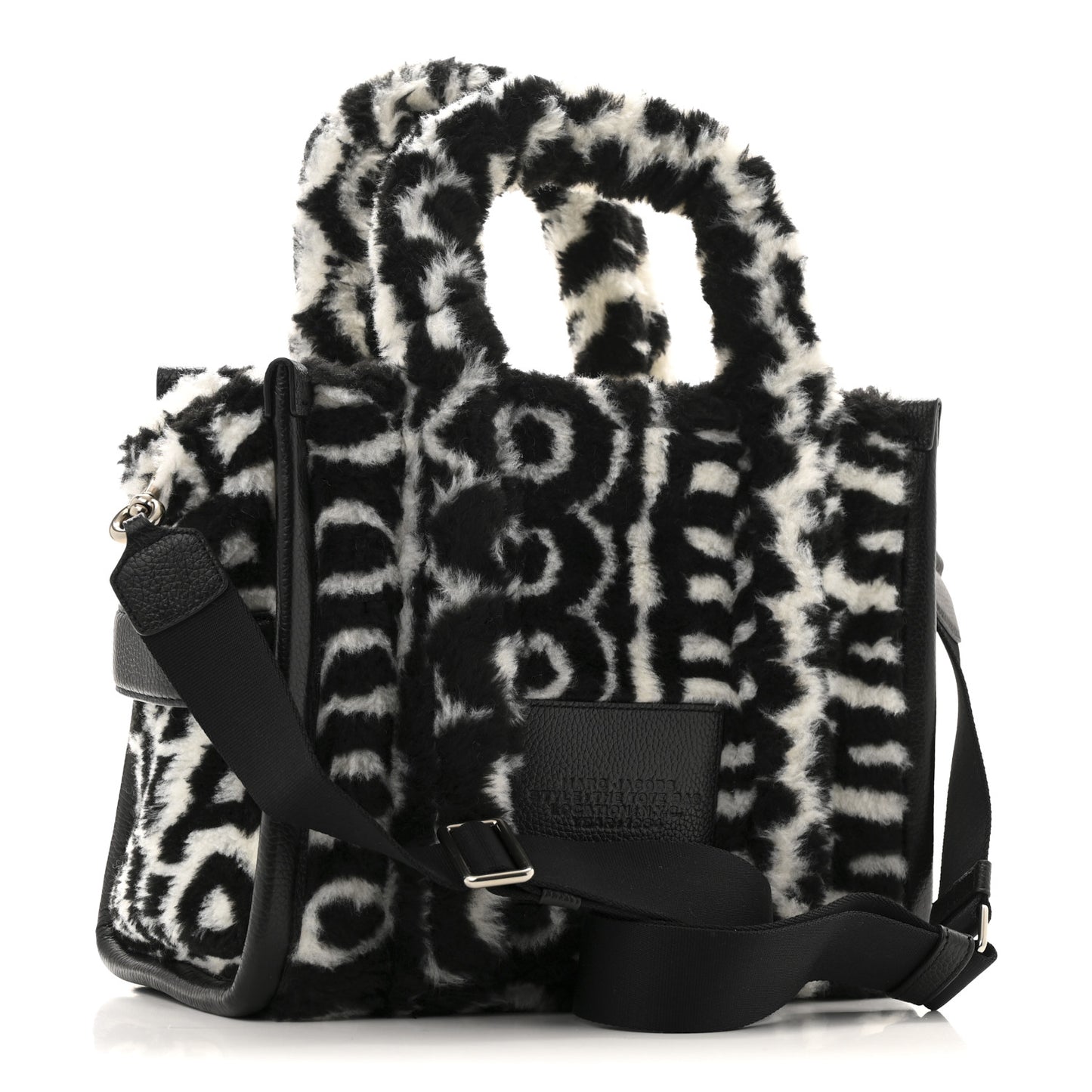 Polyester Cotton Oversized Monogram Medium Traveler Tote Bag Black Ivory