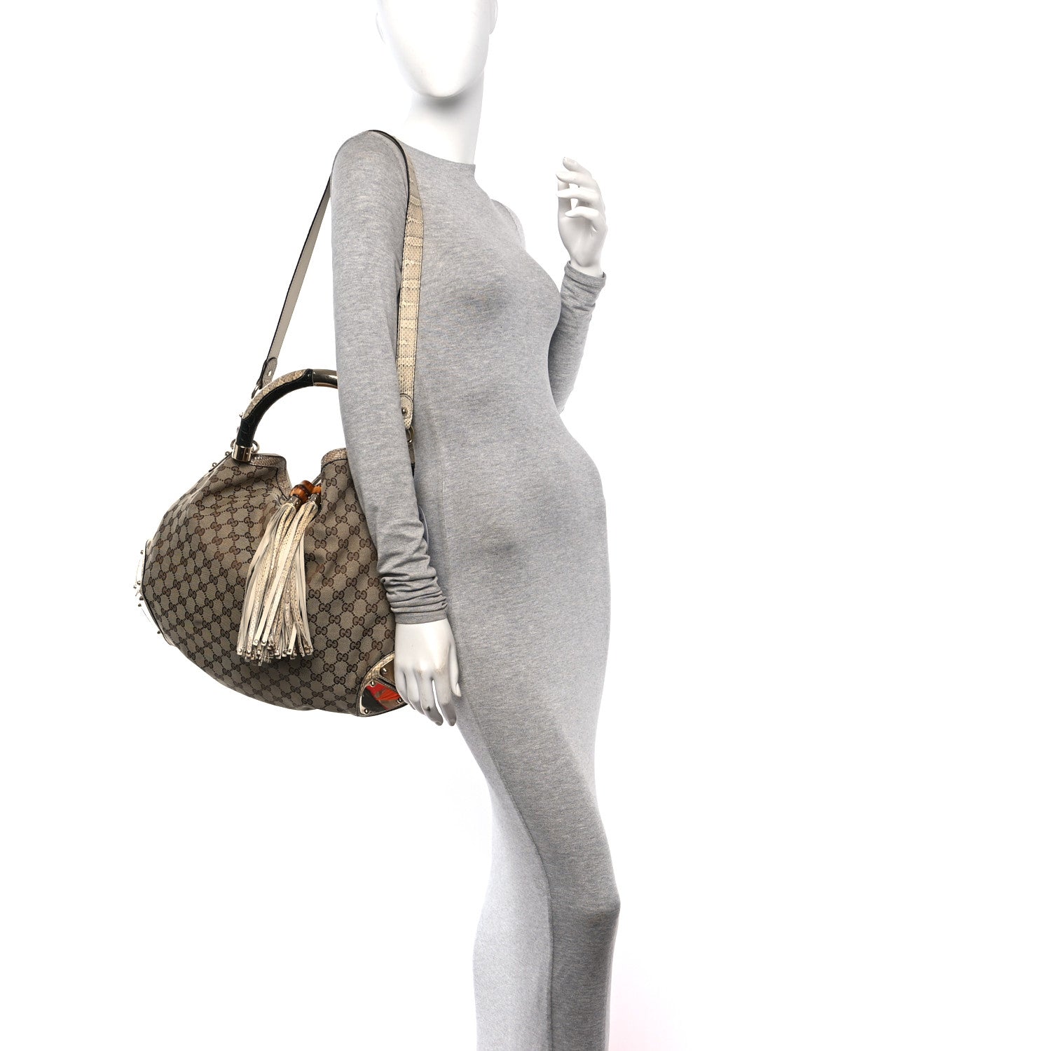 Gucci Monogram Large Indy Top Handle Hobo Off White 2 of 10