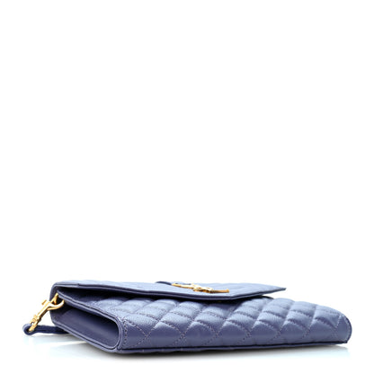 Saint Laurent Grain De Poudre Textured Mixed Matelasse Triquilt Monogram Clutch Dark Wisteria 4 of 11