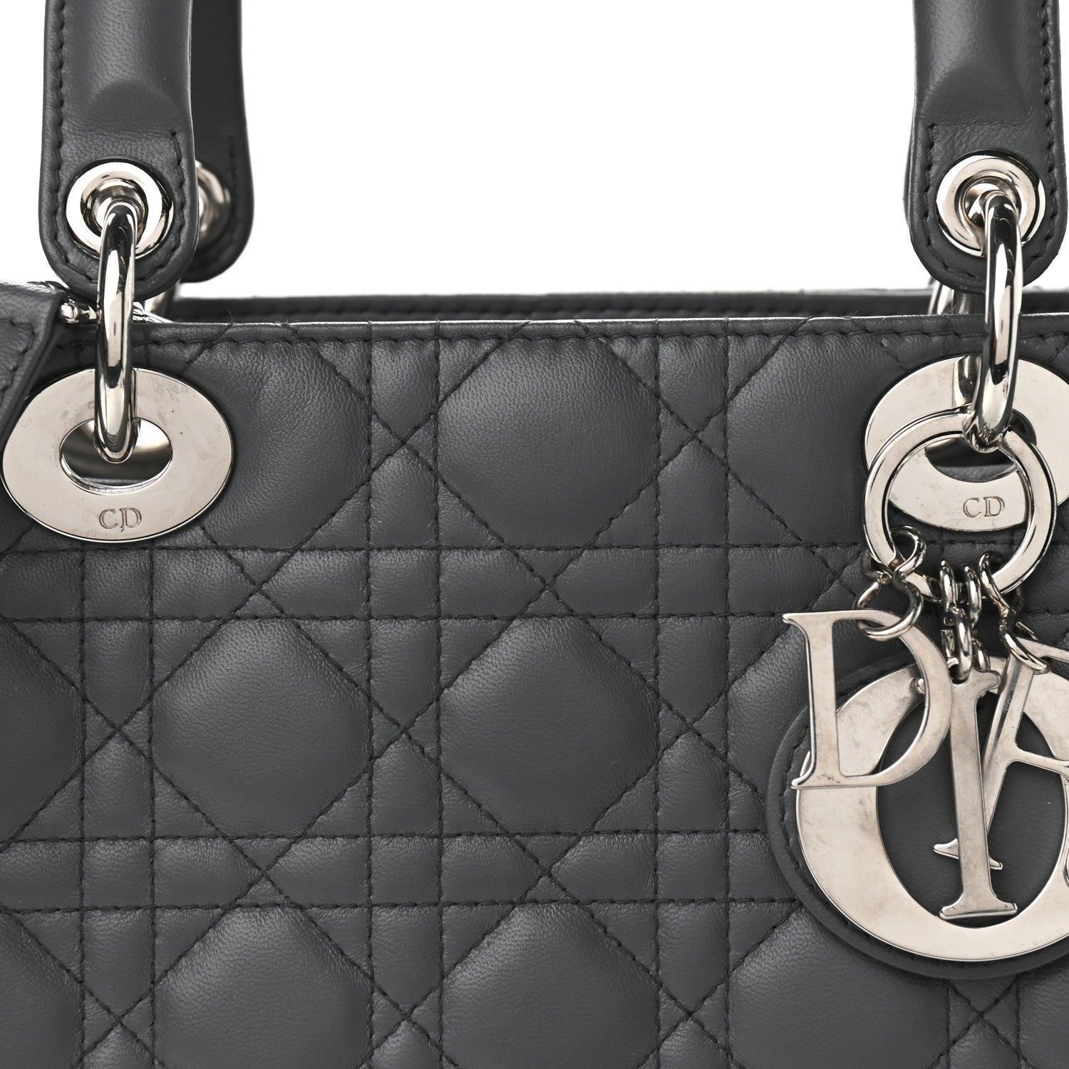 Christian Dior Lambskin Cannage Large Lady Dior Grey 8 of 15