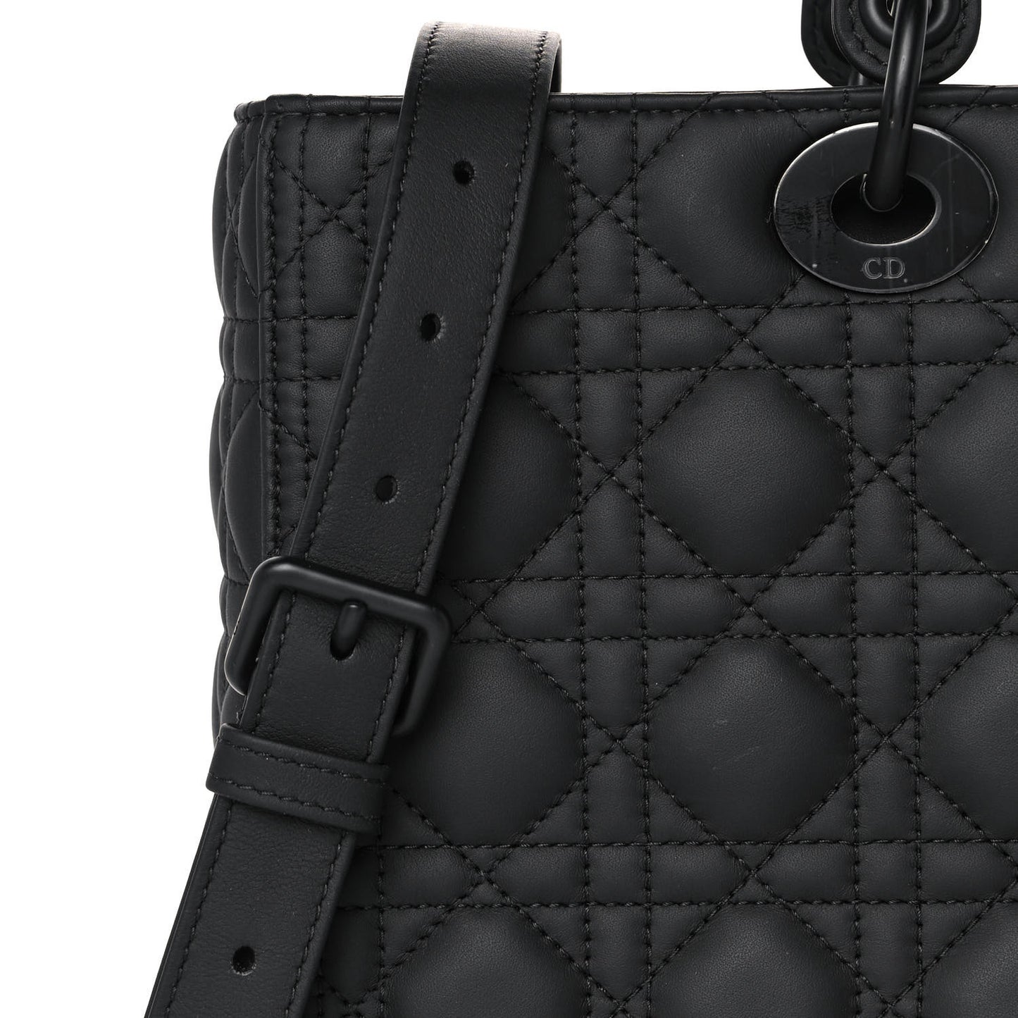 Ultra Matte Calfskin Cannage Large Lady Dior Black