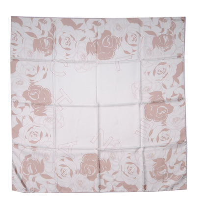 Chanel Silk CC Logo Camellia Scarf White Beige 2 of 5