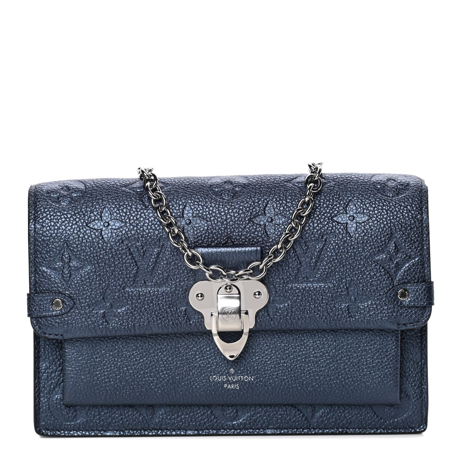 Louis Vuitton Metalli Empreinte Monogram Vavin Chain Wallet Navy Nacre 1 of 11