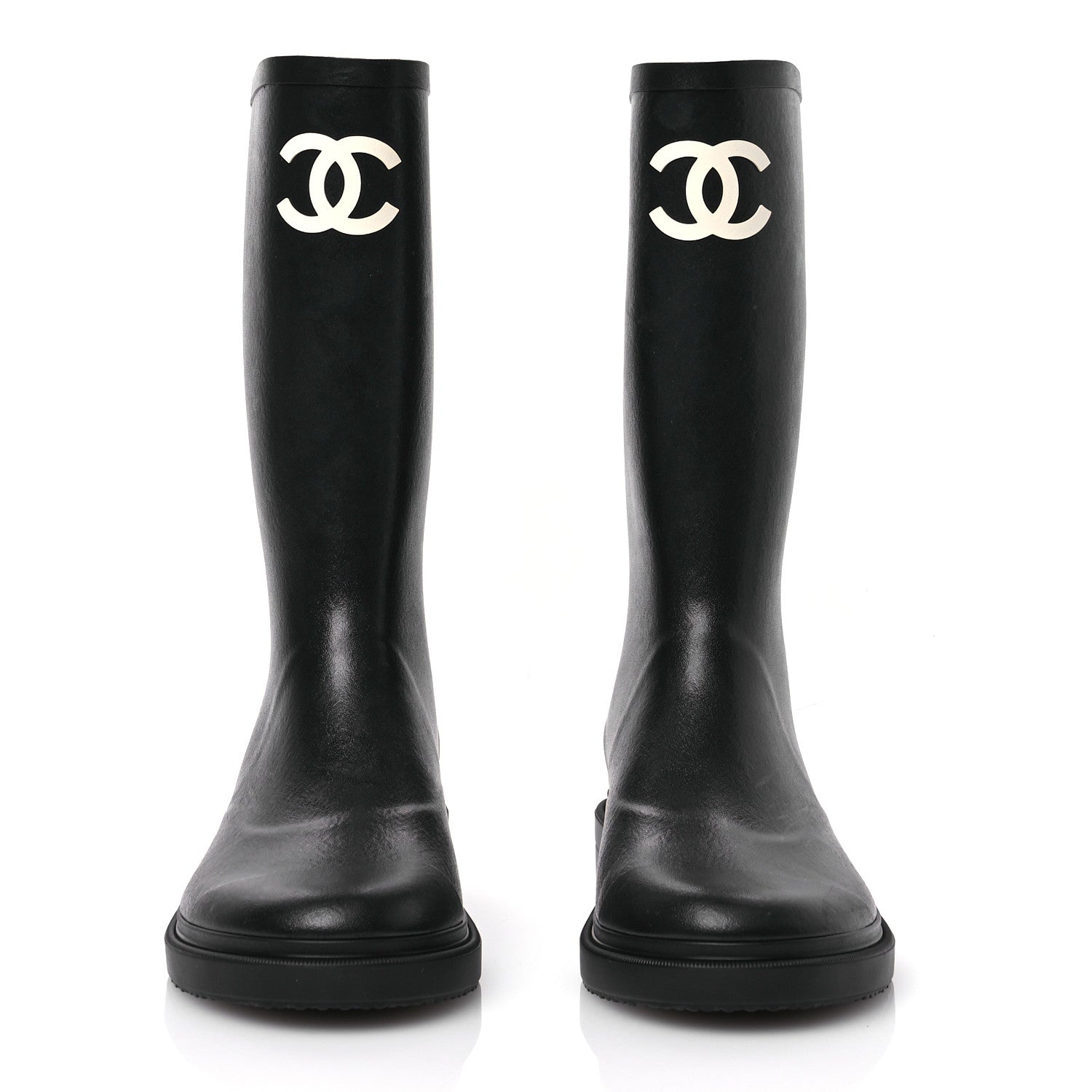 Chanel Caoutchouk CC High Boots 40 Black 2 of 9