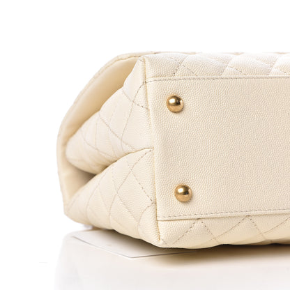 Chanel Caviar Quilted Small Coco Handle Flap White 9 of 10