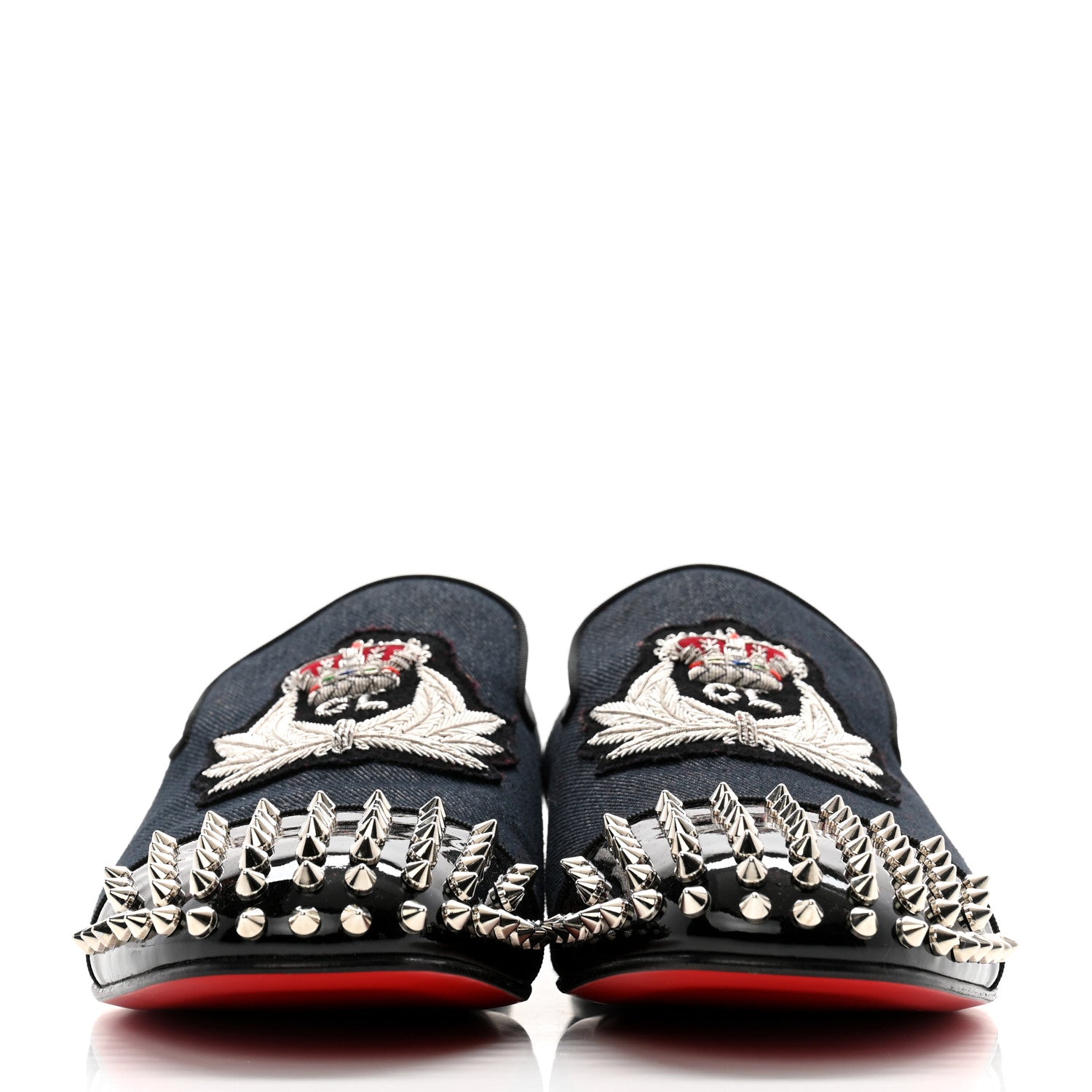 Christian Louboutin Denim Mens Harvanana Spikes Flats 45.5 Multicolor 2 of 11