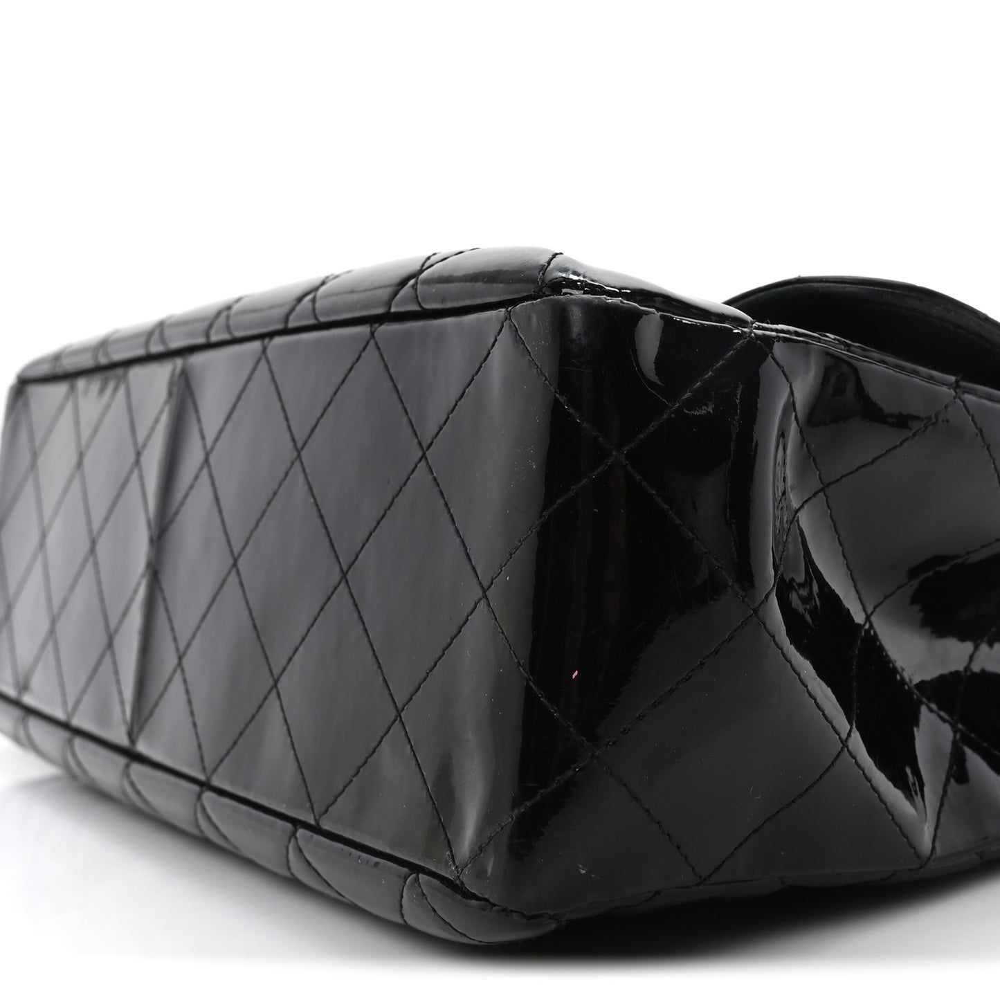 Patent Quilted Jumbo Single Flap Black