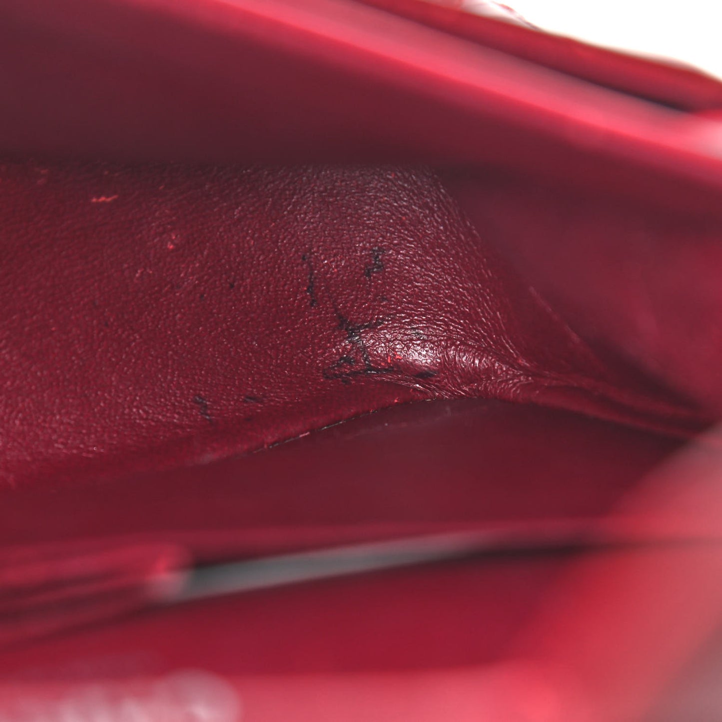 Patent Calfskin Quilted Medium Double Flap Dark Red