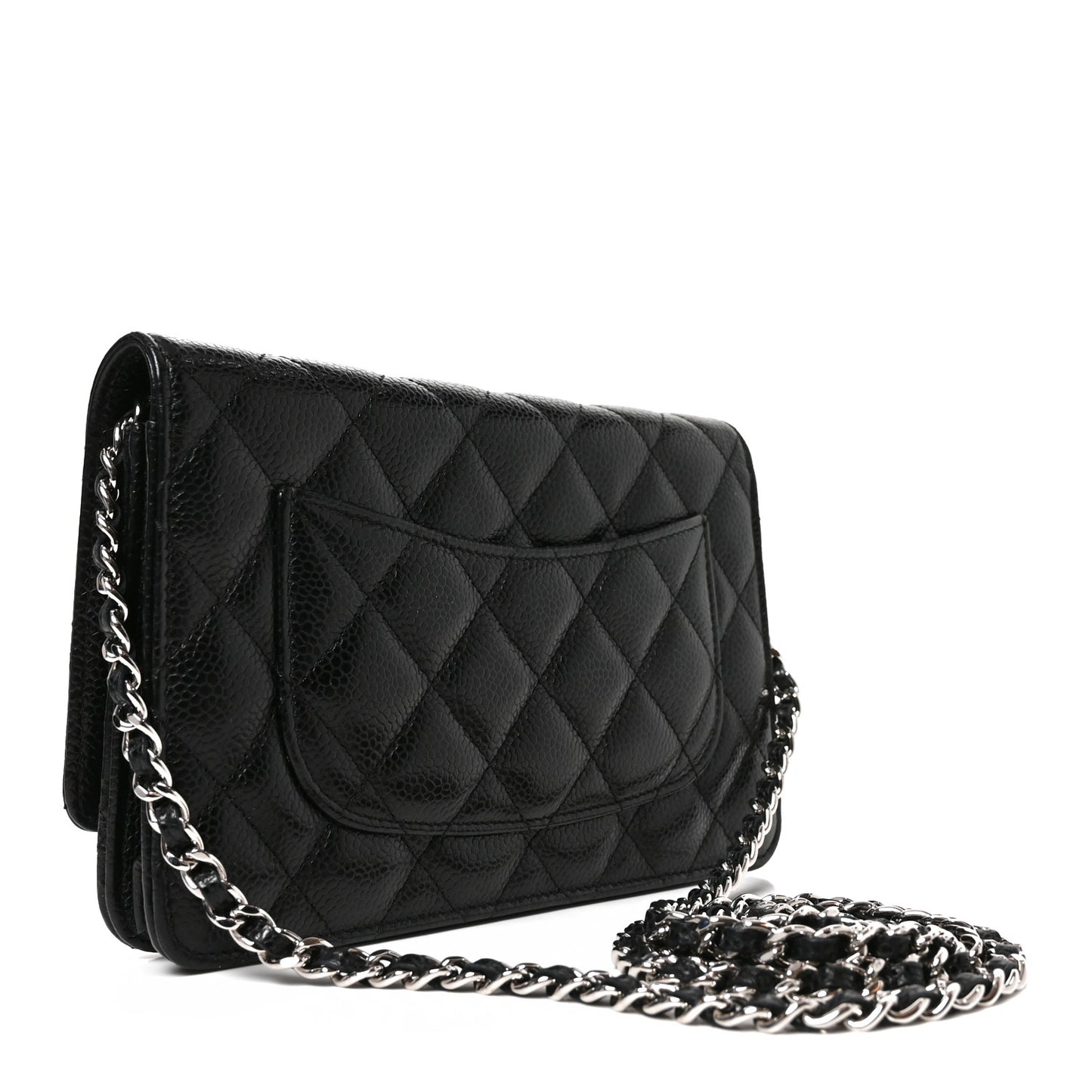 Caviar Quilted Wallet on Chain WOC Black