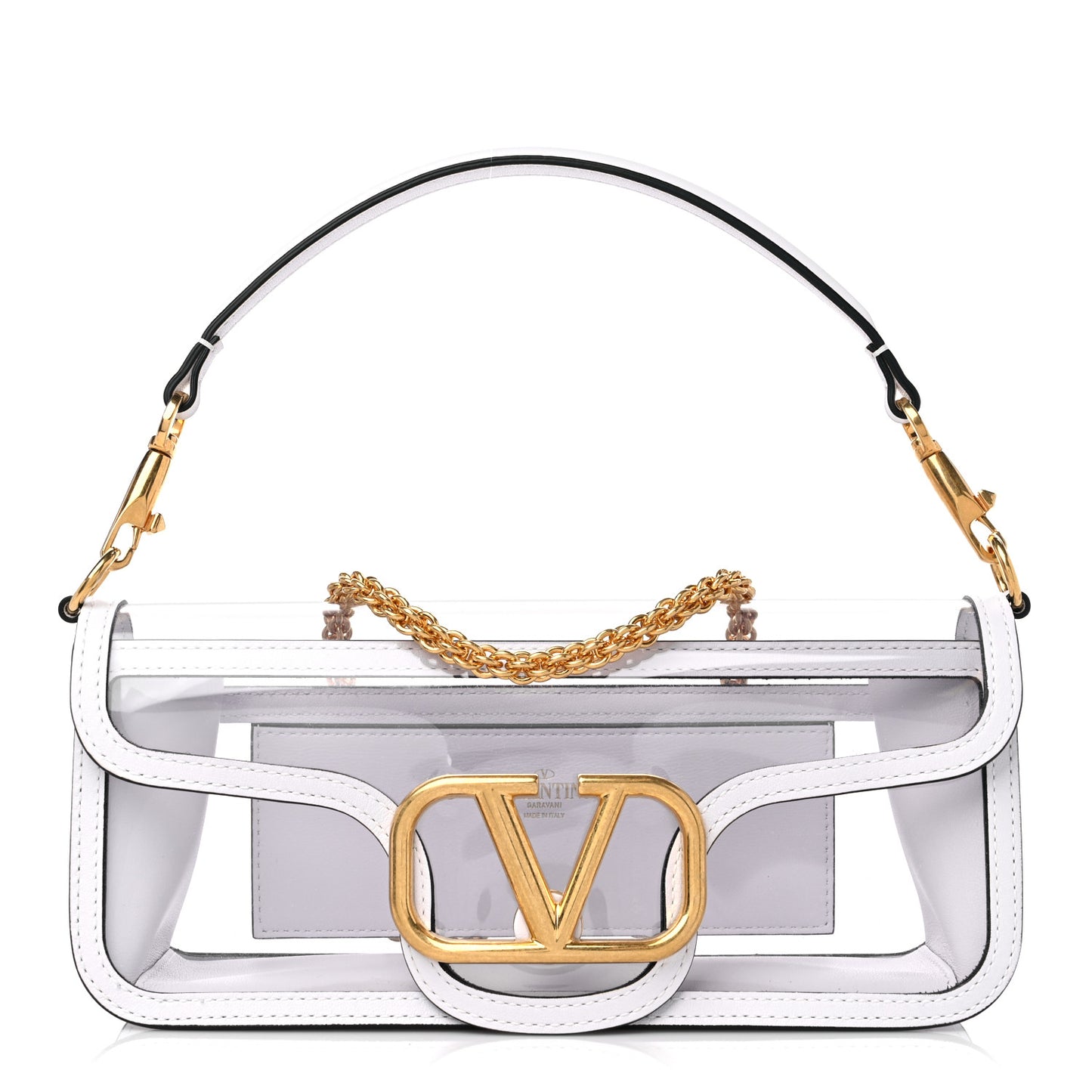 PVC Nappa Vlogo Loco Shoulder Bag Trasparente Optic White