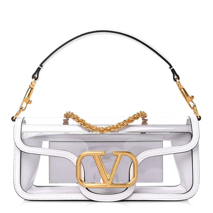 Valentino Garavani PVC Nappa Vlogo Loco Shoulder Bag Trasparente Optic White 1 of 8