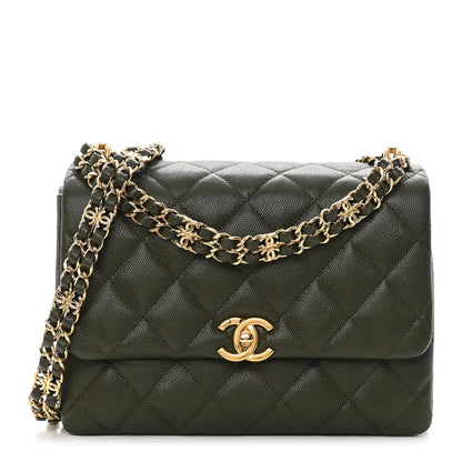 Chanel Caviar Quilted Coco First Flap Khaki 1 of 12
