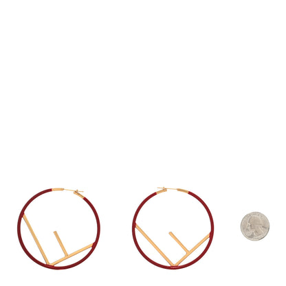 Fendi Metal Enamel Large F is Fendi Hoop Earrings Red Gold 2 of 5