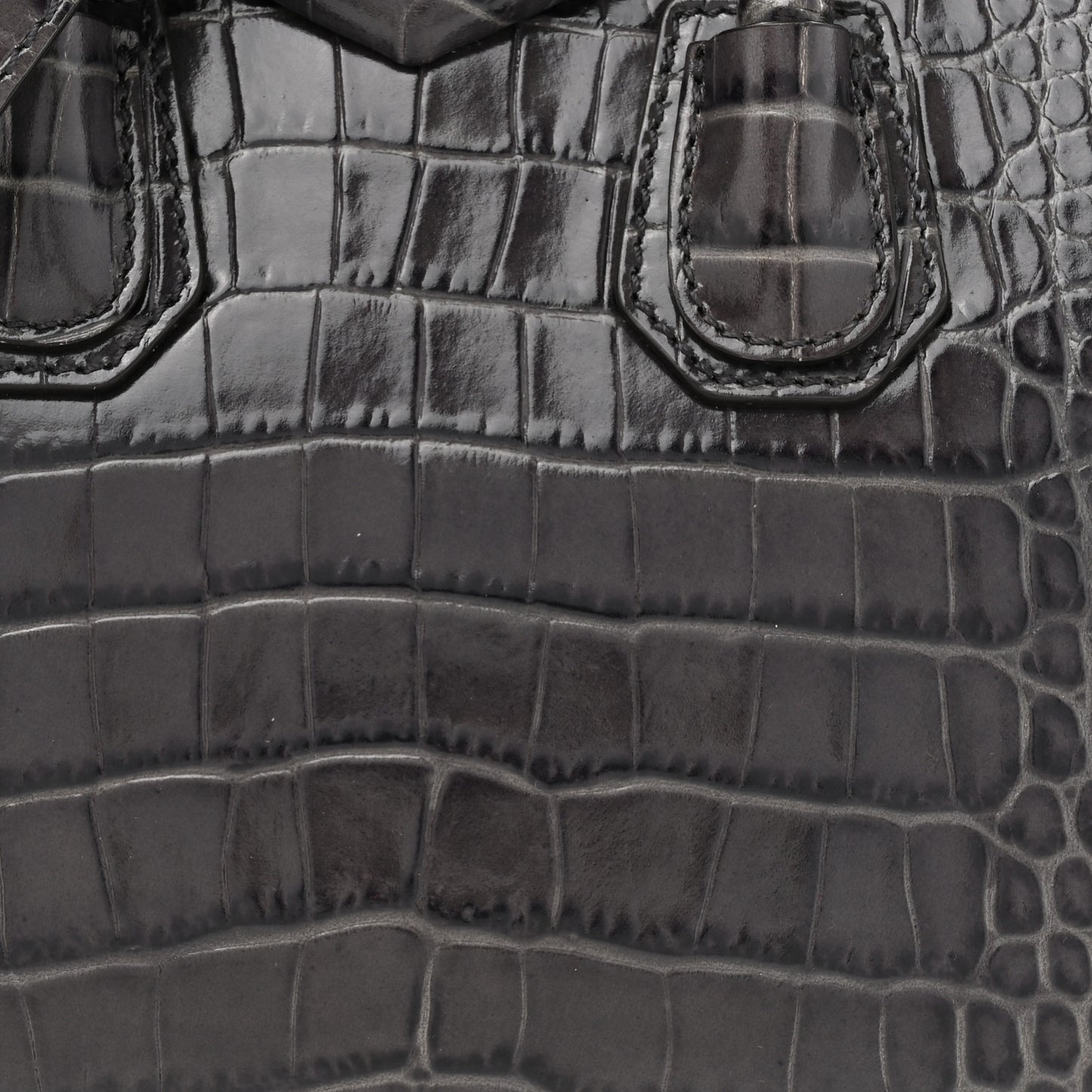 Calfskin Crocodile Embossed Mini Antigona Storm Grey