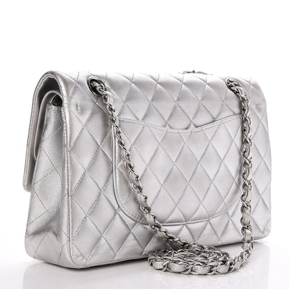 Chanel Metallic Lambskin Quilted Medium Double Flap Silver 3 of 7