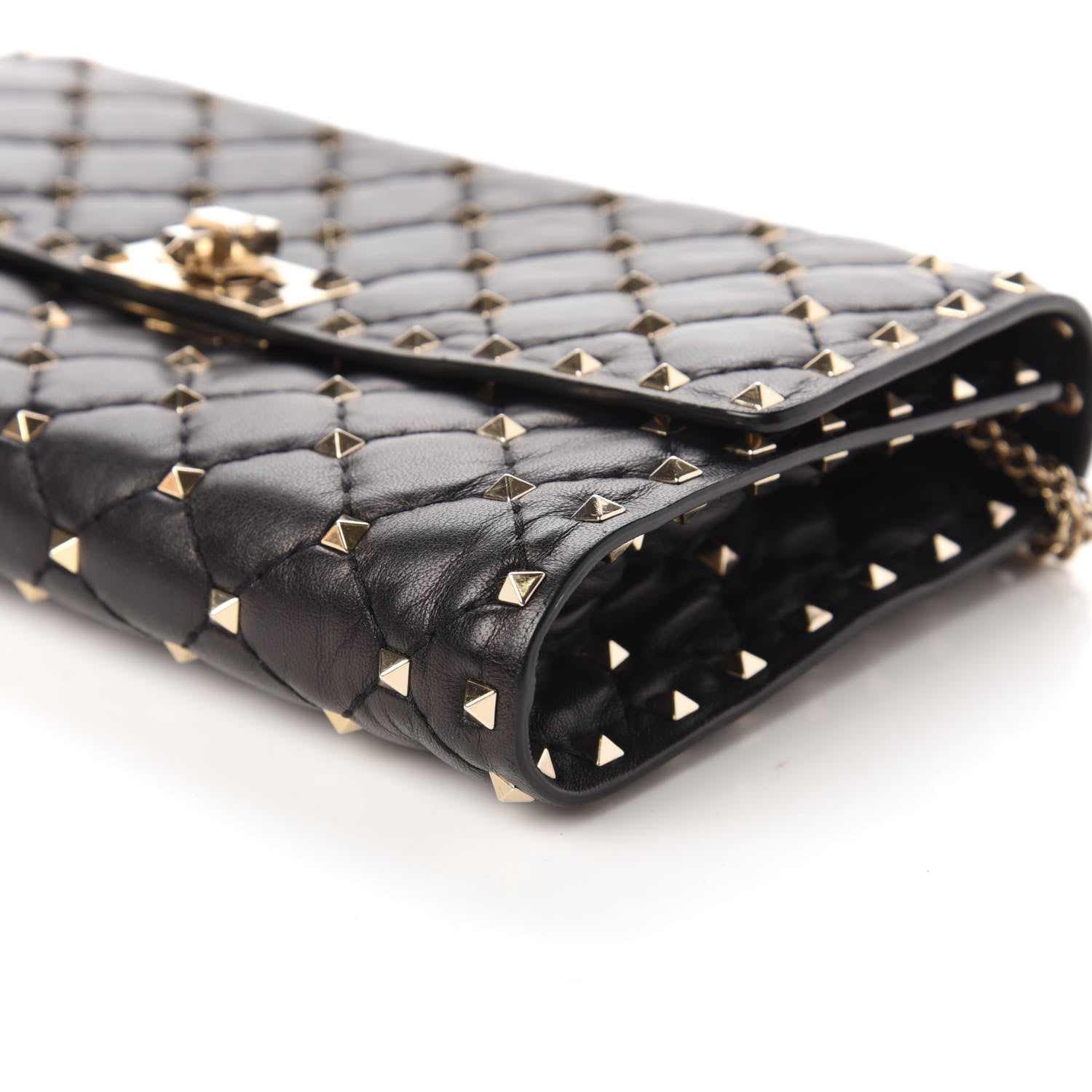 Valentino Garavani Lambskin Rockstud Spike Wallet on Chain Black 7 of 10