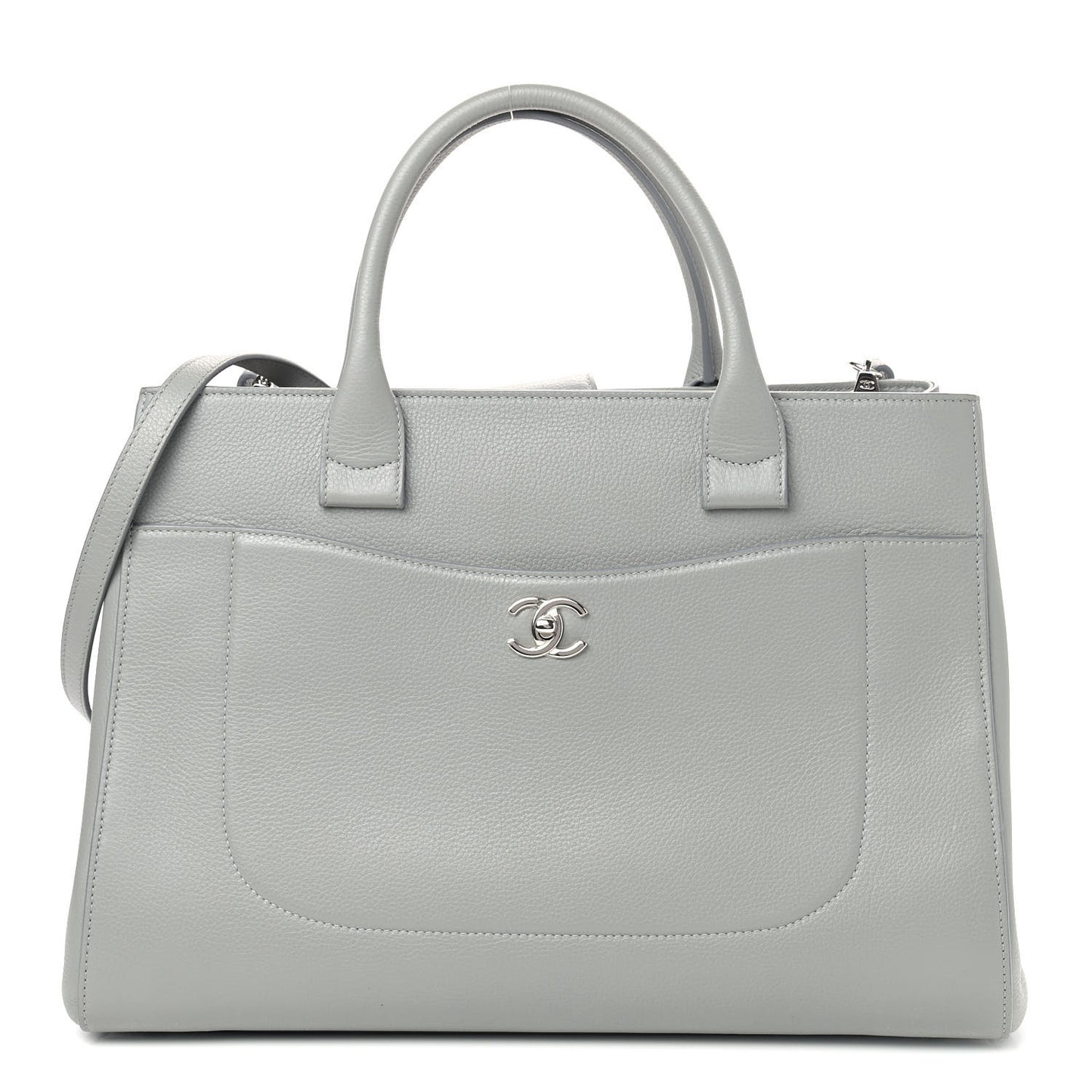 Grained Calfskin Medium Neo Executive Shopper Tote Grey