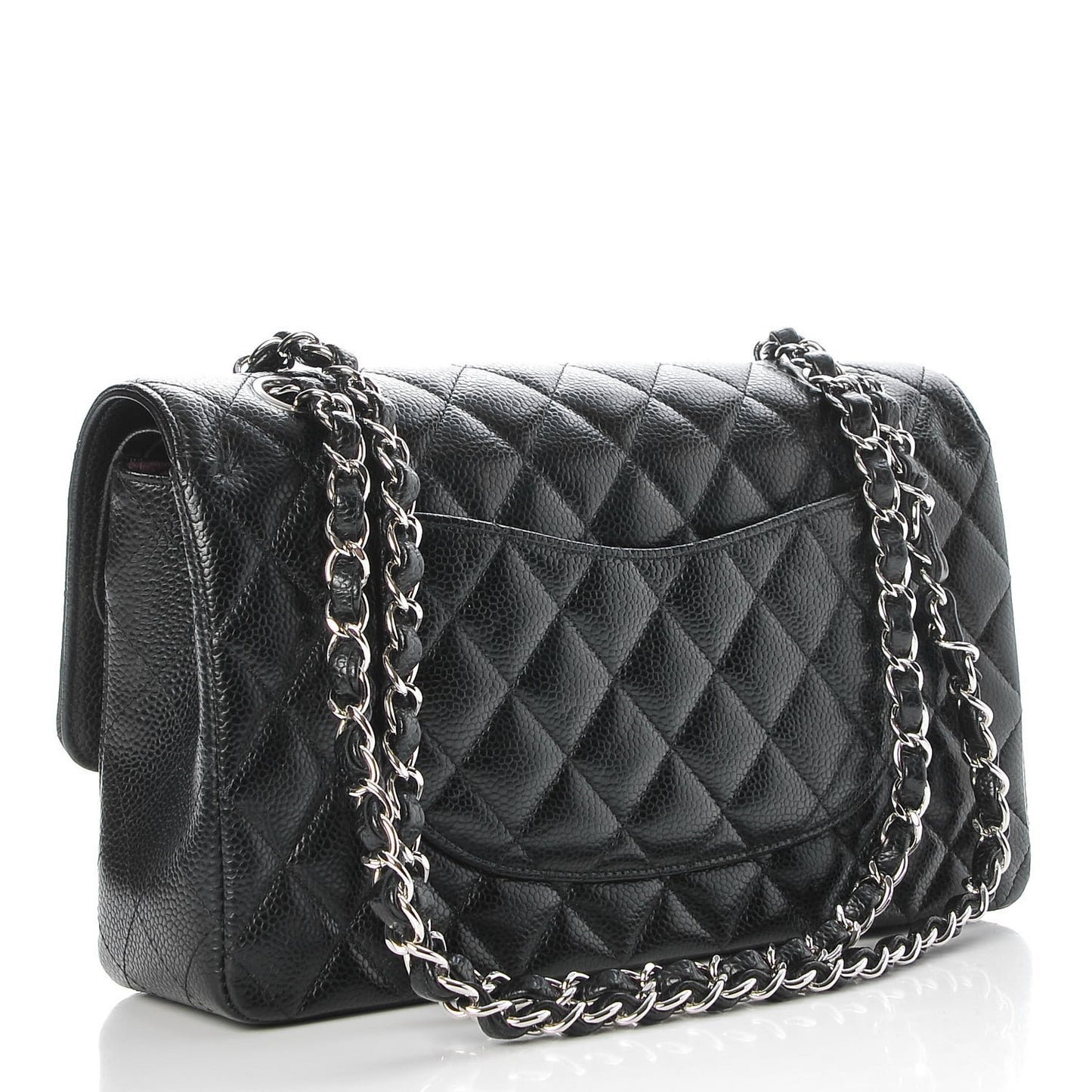 Caviar Quilted Medium Double Flap Black