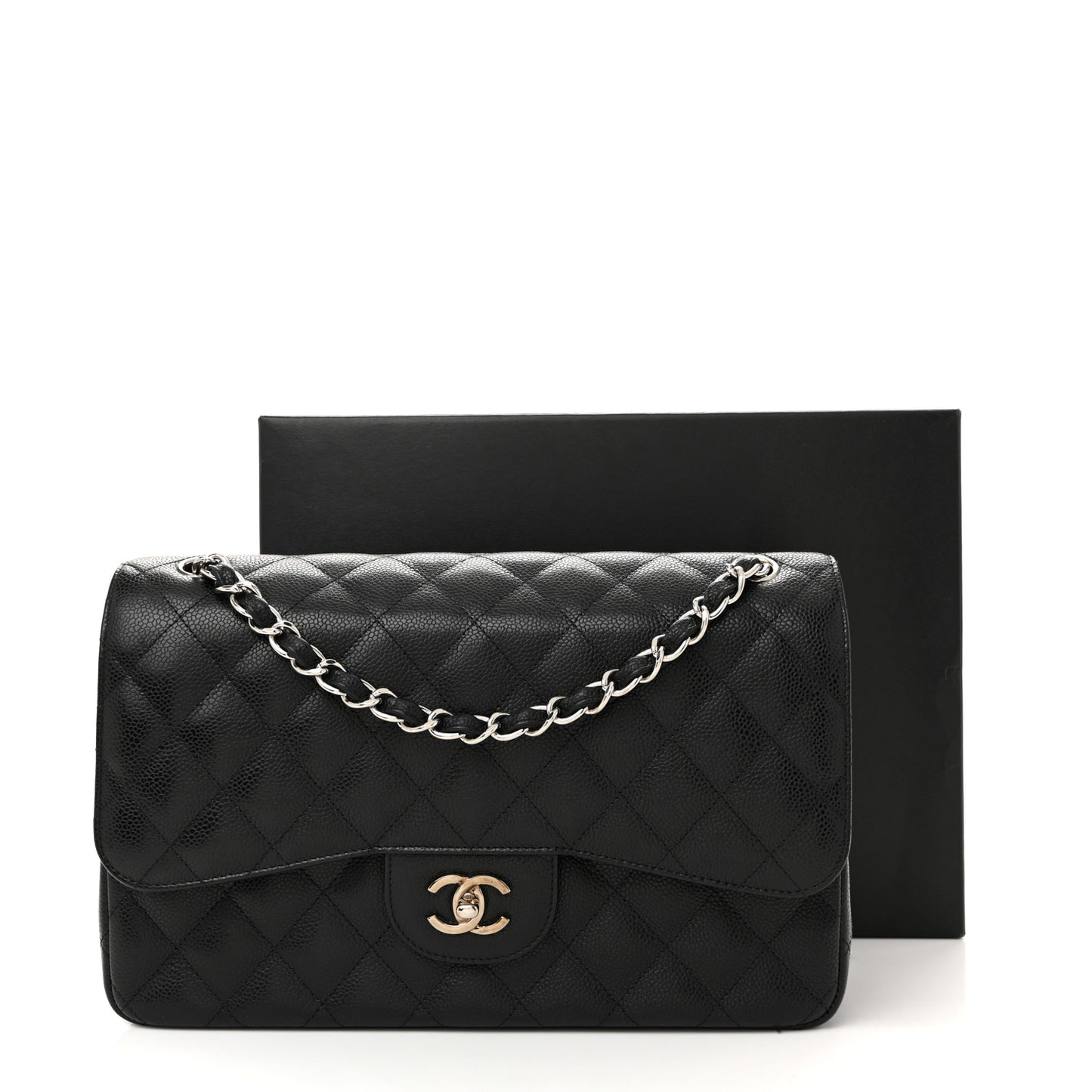 Caviar Quilted Jumbo Double Flap Black