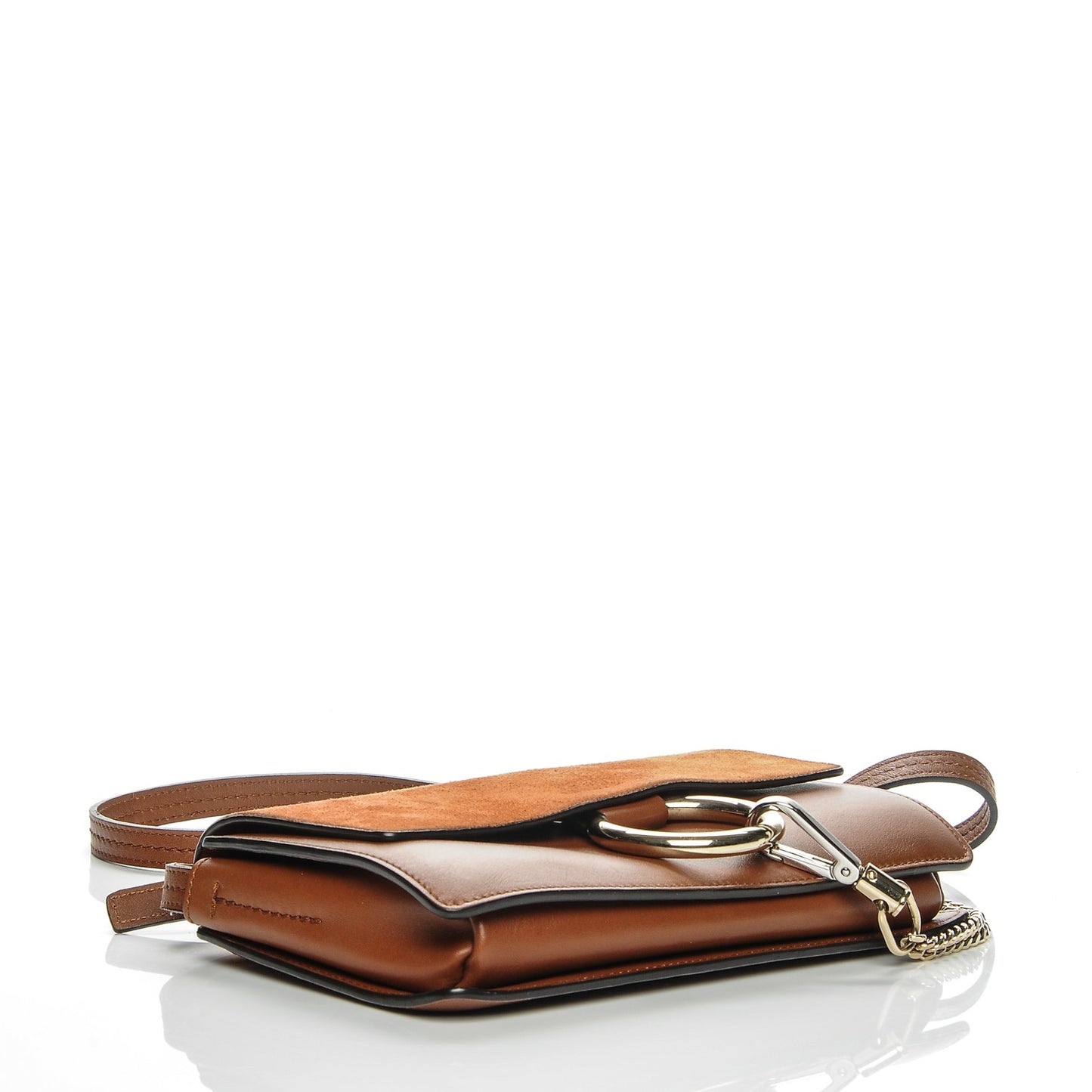 Suede Calfskin Small Faye Shoulder Bag Tobacco